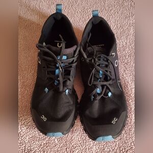 On CLOUD Black Sneakers with Blue Accents